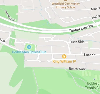 map for Hoddesdon Bowls Club (Rosehill)