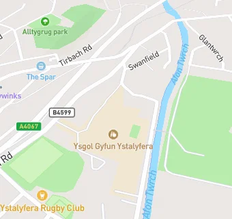 map for Ysgol Gyfun Ystalyfera