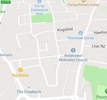 map for Hoddesdon Methodist Church