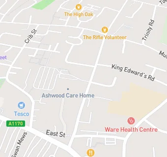 map for Ashwood Residential Care Home