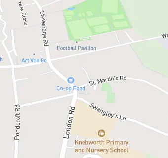 map for Knebworth Food Bank