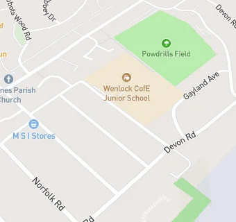 map for Crawley Green & Wenlock Pre-School