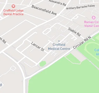 map for Creffield Medical Centre