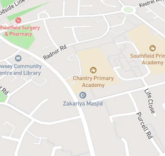 map for Chantry Primary School