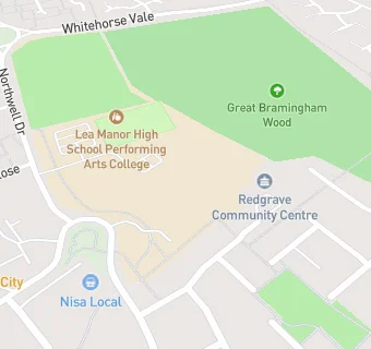 map for Lea Manor High School Performing Arts College