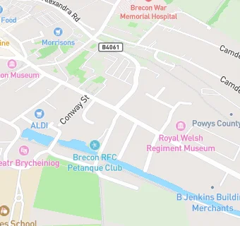 map for Brecon Rugby  Football  Club