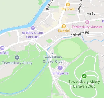 map for Tewkesbury Bowling Club