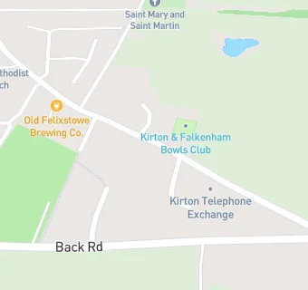 map for Kirton & Falkenham Bowls Club