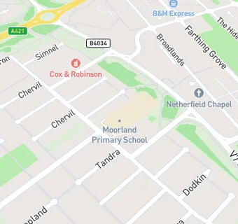 map for Moorland Primary School