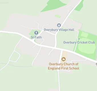 map for Overbury Bowling Club