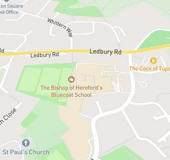 map for The Bishop of Hereford's Bluecoat School