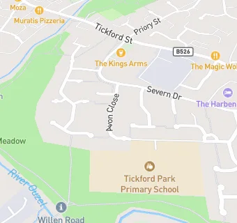 map for Tickford Park Primary School