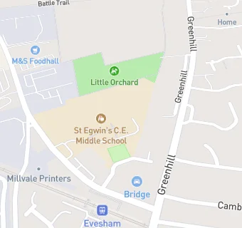 map for St Egwin's CofE Middle School