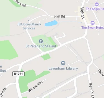 map for The Long Melford Practice (Lavenham)