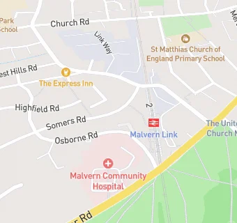 map for Malvern Community Dental Service