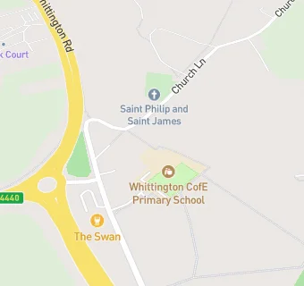 map for Whittington CofE Primary School