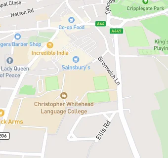 map for Christopher Whitehead Language College And Sixth Form