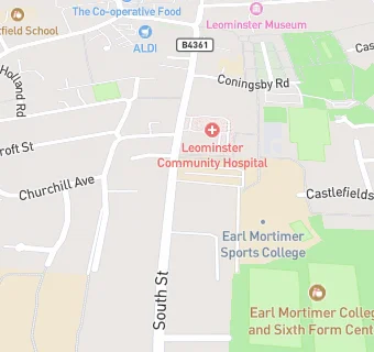 map for Leominster Community Hospital - Wye Valley NHS Trust