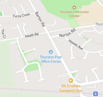 map for Thurston Post Office and Londis stores