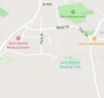 map for Earls Barton Bowling Club