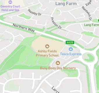 map for Ashby Fields Primary School