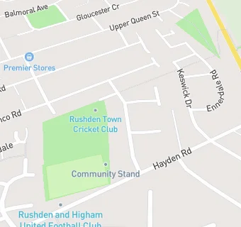 map for Rushden Town Cricket Club