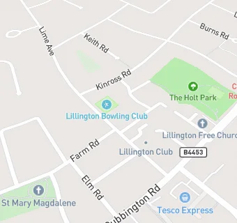 map for Lillington Bowling Club