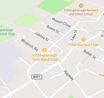 map for Irthlingborough Town Band Club