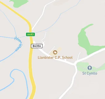 map for Llanbister C.P. School