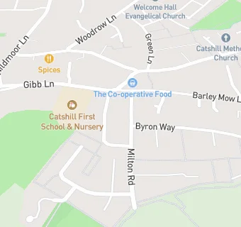 map for Catshill Baptist Church