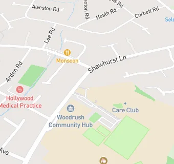 map for Hollywood, the Coppice Primary School