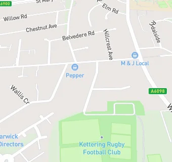 map for Kettering Rugby Football Club