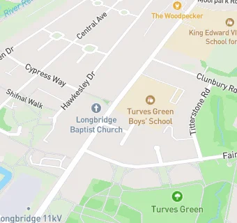 map for Turves Green Boys School