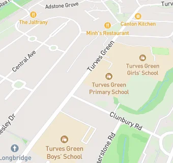 map for Turves Green Primary School