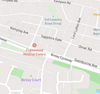 map for Copsewood Medical Centre