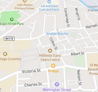 map for Hillfields Nursery School