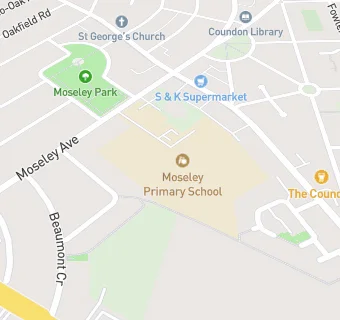 map for Moseley Junior School