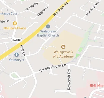 map for Walsgrave Church of England Academy