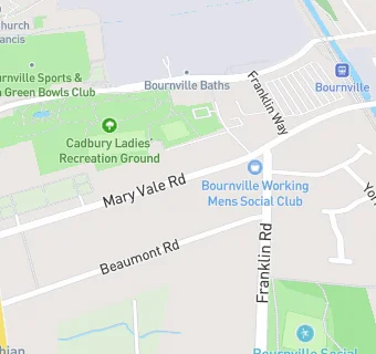 map for Bournville Working Mens Social Club