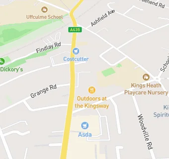 map for KFC - Kings Heath