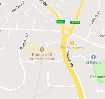 map for Pedmore C of E Primary School