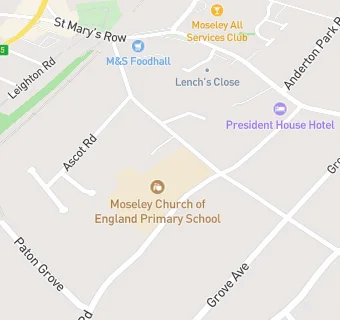 map for Moseley Church of England Primary School