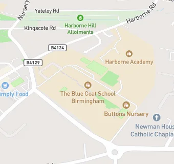 map for The Blue Coat School Birmingham