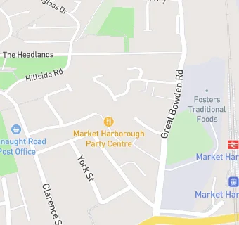 map for Market Harborough Party Centre