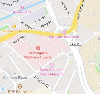 map for Birmingham Children's Hospital