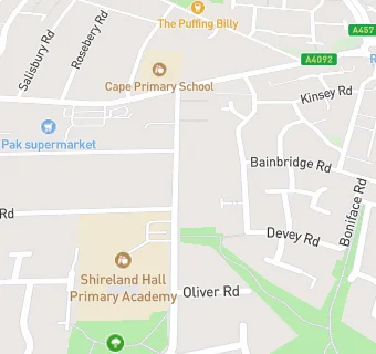 map for Shireland Hall Primary Academy