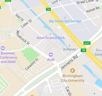 map for Aloft Hotel Birmingham Eastside