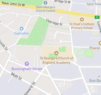 map for St Georges C of E Academy Newtown