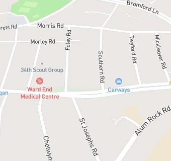 map for Bhandal Dental Practice - Ward End