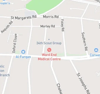 map for Ward End Medical Centre